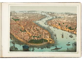 (CITY VIEWS.) François Gosselin; and Jean Frederic Wentzel; (Publishers). Album of 37 chromo or tinted lithographed views
